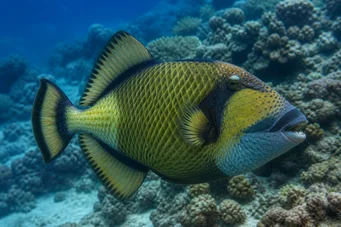 Balistoides viridescens (Ballista se žlutou hlavou.)