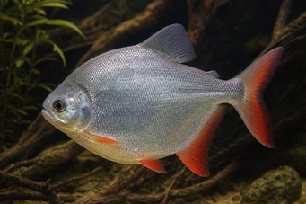 Myleus rubripinnis luna Metynnis-lune s červeným hákem