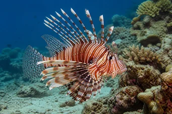Pterois radiata (Vyzařované bodování ryb)