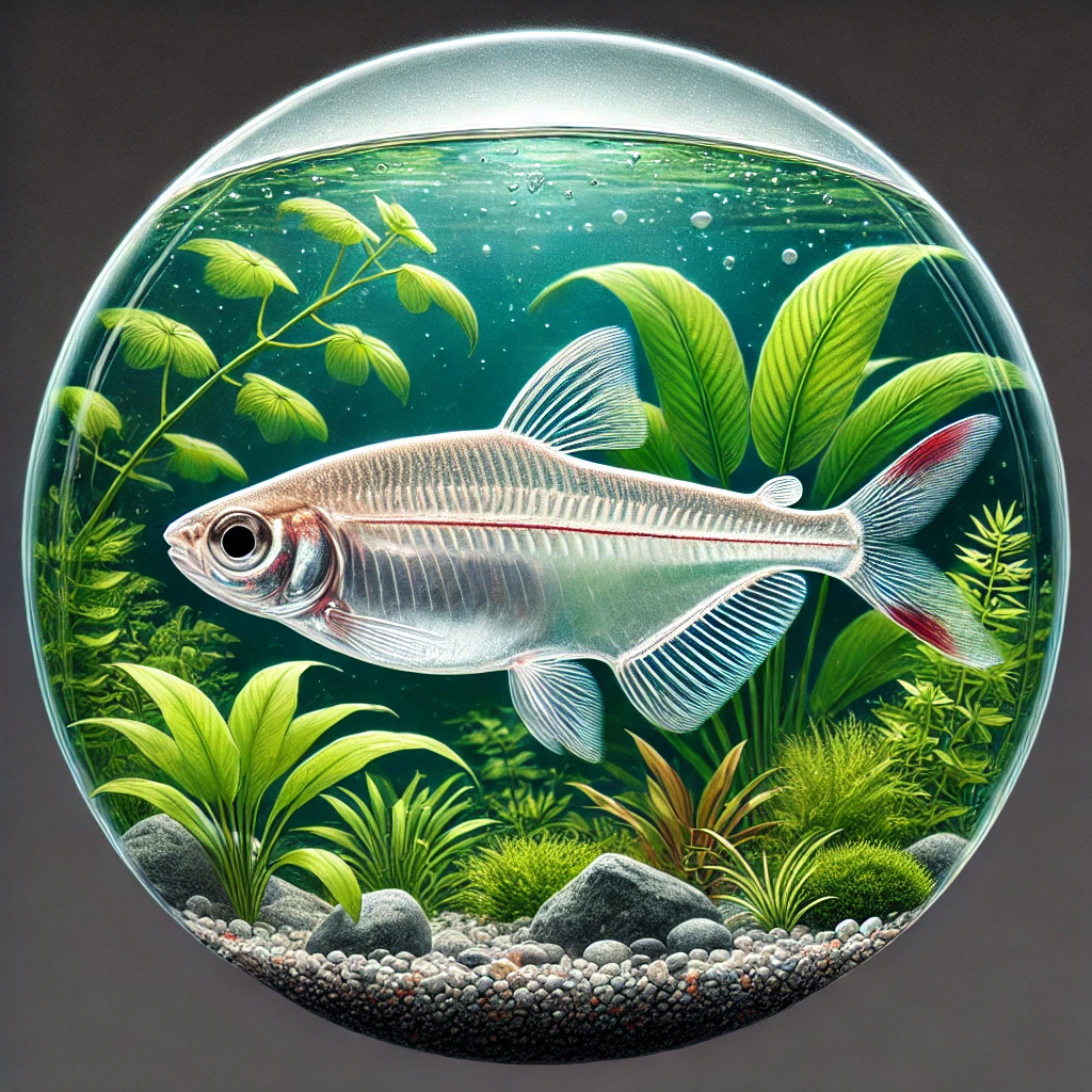 Prionobrama filigera Červený skelný charakteristika